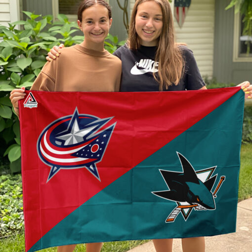 Blue Jackets vs Sharks House Divided Flag, NHL House Divided Flag