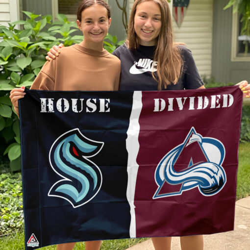Kraken vs Avalanche House Divided Flag, NHL House Divided Flag
