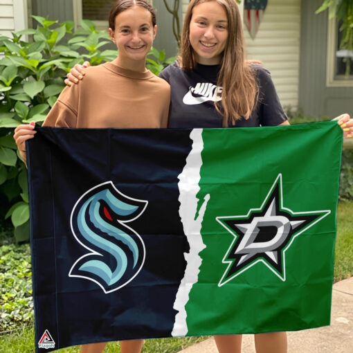 Kraken vs Stars House Divided Flag, NHL House Divided Flag