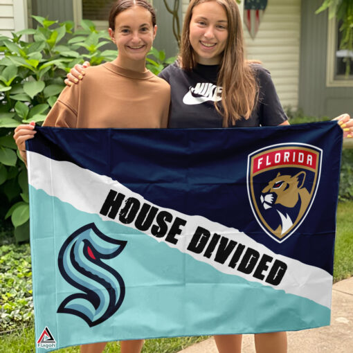 Panthers vs Kraken House Divided Flag, NHL House Divided Flag
