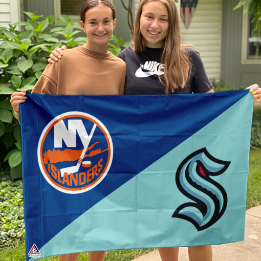 Islanders vs Kraken House Divided Flag, NHL House Divided Flag