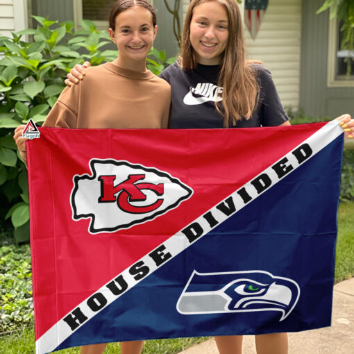 Chiefs vs Seahawks House Divided Flag, NFL House Divided Flag