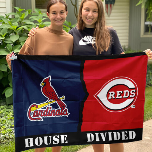 Cardinals vs Reds House Divided Flag, MLB House Divided Flag
