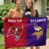 Buccaneers vs Vikings House Divided Flag, NFL House Divided Flag, NFL House Divided Flag