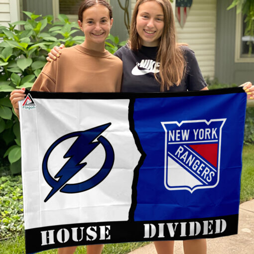 Lightning vs Rangers House Divided Flag, NHL House Divided Flag