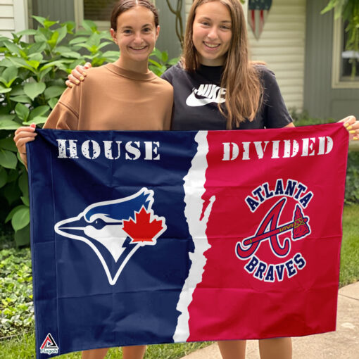 Blue Jays vs Braves House Divided Flag, MLB House Divided Flag