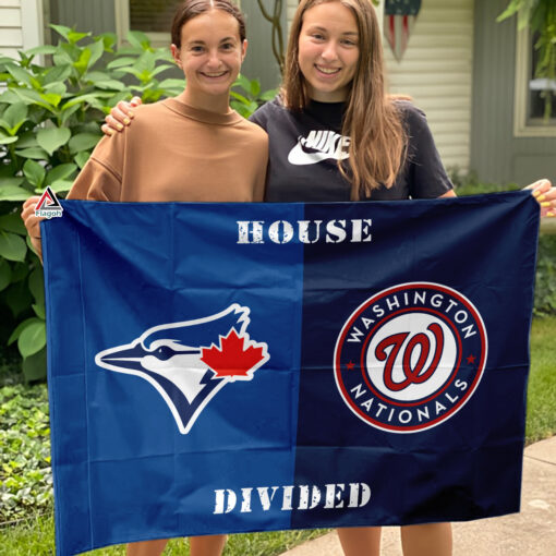 Blue Jays vs Nationals House Divided Flag, MLB House Divided Flag