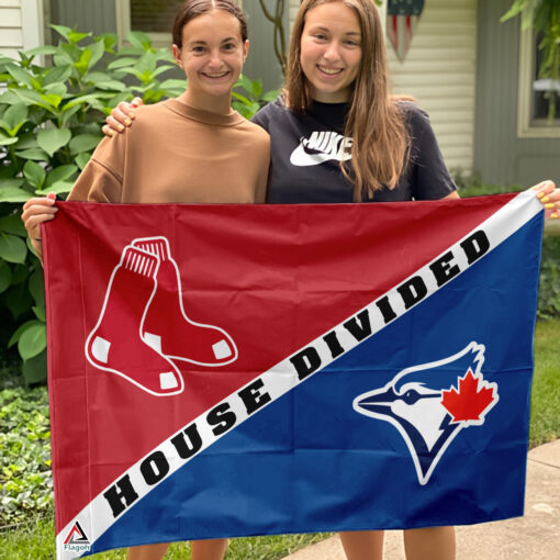 Red Sox vs Blue Jays House Divided Flag, MLB House Divided Flag