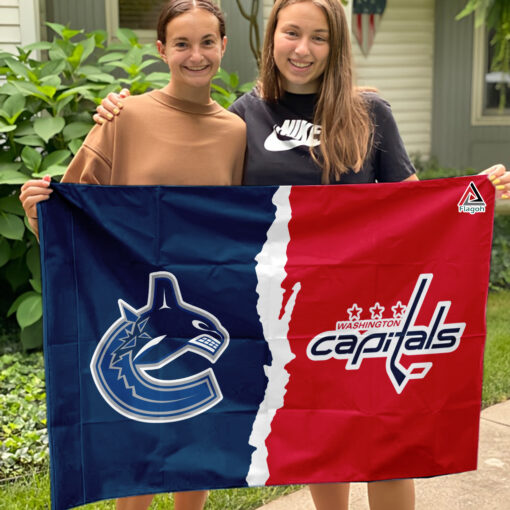 Canucks vs Capitals House Divided Flag, NHL House Divided Flag