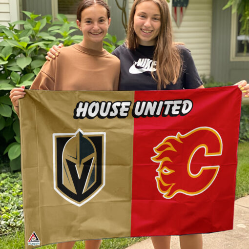 Golden Knights vs Flames House Divided Flag, NHL House Divided Flag