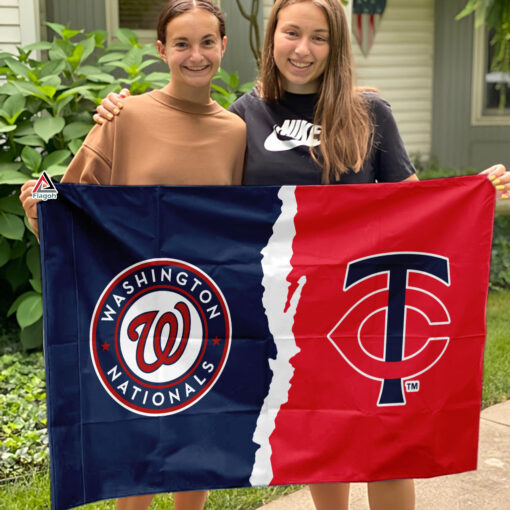 Nationals vs Twins House Divided Flag, MLB House Divided Flag