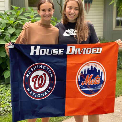 Nationals vs Mets House Divided Flag, MLB House Divided Flag