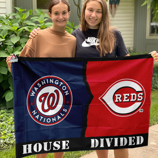 Nationals vs Reds House Divided Flag, MLB House Divided Flag
