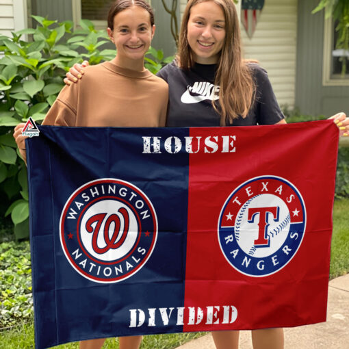 Nationals vs Rangers House Divided Flag, MLB House Divided Flag