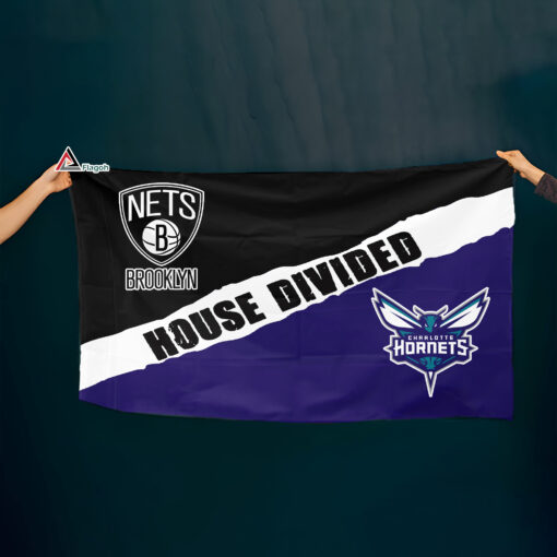 Nets vs Hornets House Divided Flag, NBA House Divided Flag