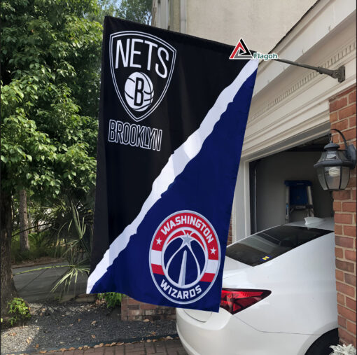 Nets vs Wizards House Divided Flag, NBA House Divided Flag