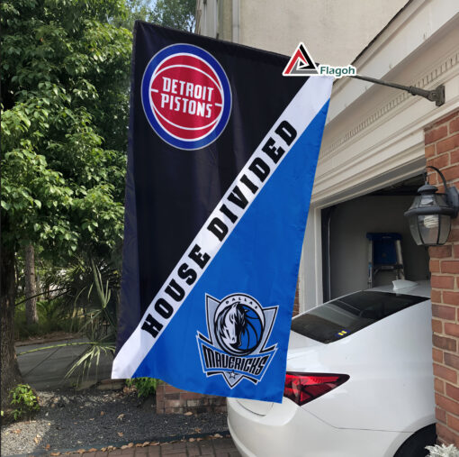 Pistons vs Mavericks House Divided Flag, NBA House Divided Flag