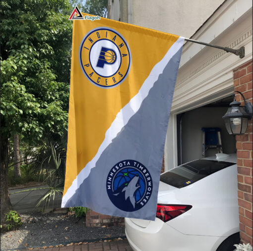 Pacers vs Timberwolves House Divided Flag, NBA House Divided Flag