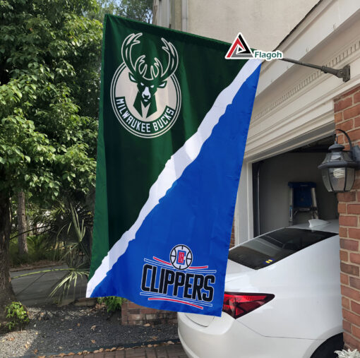 Bucks vs Clippers House Divided Flag, NBA House Divided Flag