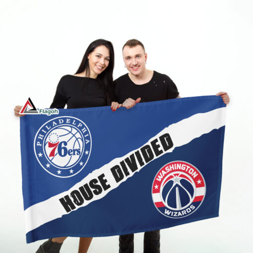 76ers vs Wizards House Divided Flag, NBA House Divided Flag