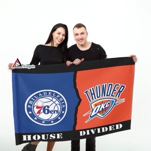 76ers vs Thunder House Divided Flag, NBA House Divided Flag