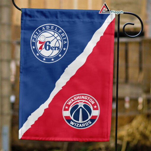 76ers vs Wizards House Divided Flag, NBA House Divided Flag