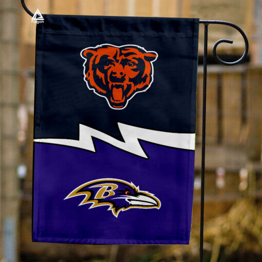 Bears vs Ravens House Divided Flag, NFL House Divided Flag