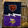 Bears vs Vikings House Divided Flag, NFL House Divided Flag, NFL House Divided Flag