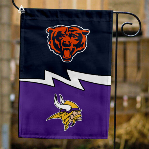 Bears vs Vikings House Divided Flag, NFL House Divided Flag