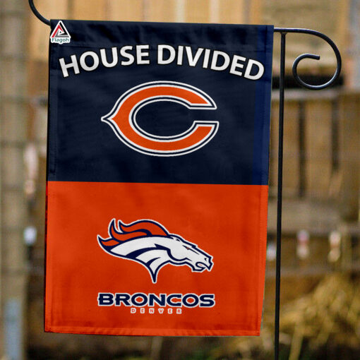 Bears vs Broncos House Divided Flag, NFL House Divided Flag