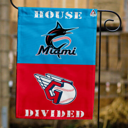 Marlins vs Guardians House Divided Flag, MLB House Divided Flag