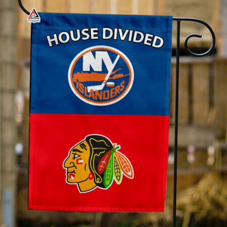 Islanders vs Blackhawks House Divided Flag, NHL House Divided Flag