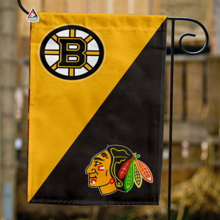Bruins vs Blackhawks House Divided Flag, NHL House Divided Flag