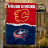 Flames vs Blue Jackets House Divided Flag, NHL House Divided Flag