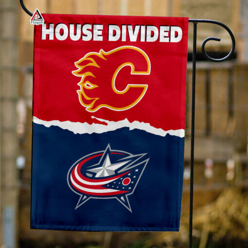 Flames vs Blue Jackets House Divided Flag, NHL House Divided Flag