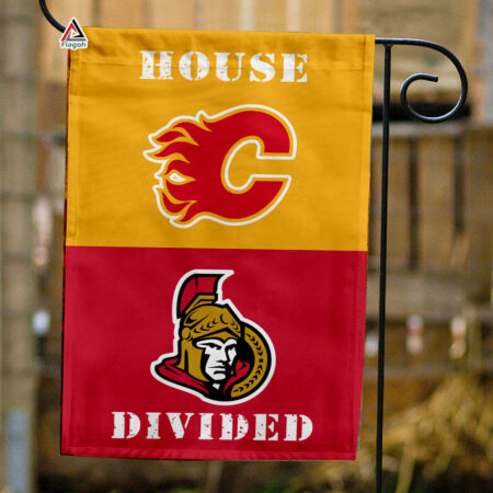 Flames vs Senators House Divided Flag, NHL House Divided Flag