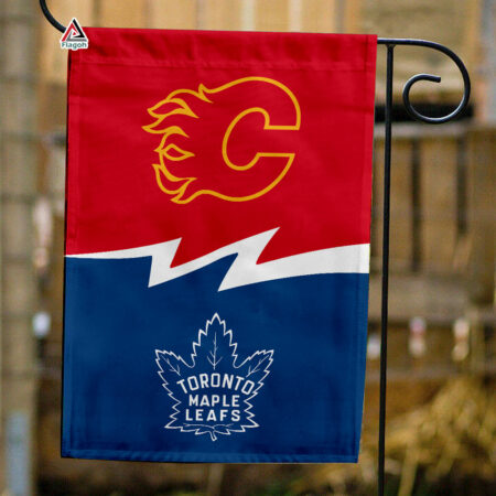 Flames vs Maple Leafs House Divided Flag, NHL House Divided Flag