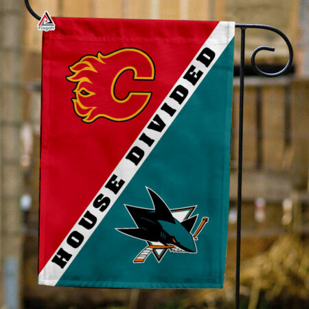 Flames vs Sharks House Divided Flag, NHL House Divided Flag
