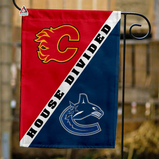 Flames vs Canucks House Divided Flag, NHL House Divided Flag