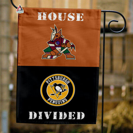 Coyotes vs Penguins House Divided Flag, NHL House Divided Flag