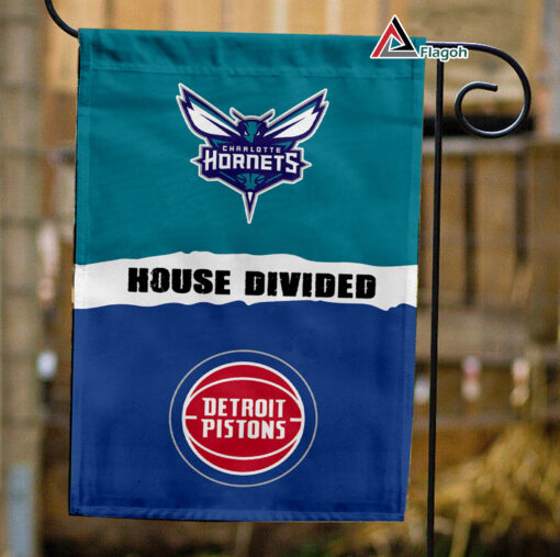Hornets vs Pistons House Divided Flag, NBA House Divided Flag