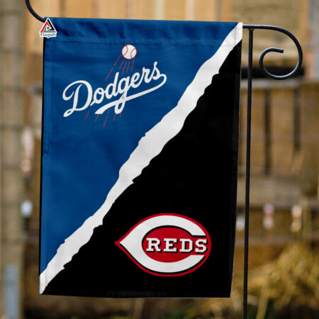 Dodgers vs Reds House Divided Flag, MLB House Divided Flag