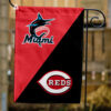 Marlins vs Reds House Divided Flag, MLB House Divided Flag, MLB House Divided Flag