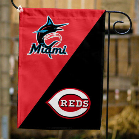 Marlins vs Reds House Divided Flag, MLB House Divided Flag