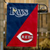 Rays vs Reds House Divided Flag, MLB House Divided Flag, MLB House Divided Flag