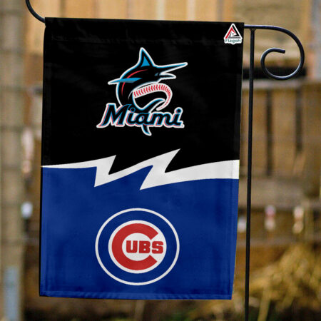 Marlins vs Cubs House Divided Flag, MLB House Divided Flag
