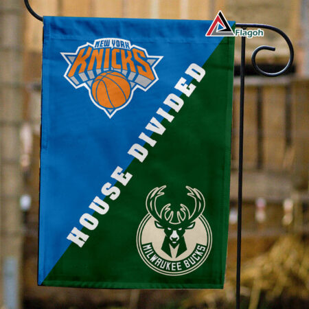 Knicks vs Bucks House Divided Flag, NBA House Divided Flag