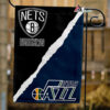 Nets vs Jazz House Divided Flag, NBA House Divided Flag, NBA House Divided Flag