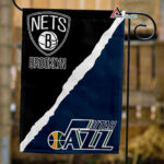 Nets vs Jazz House Divided Flag, NBA House Divided Flag