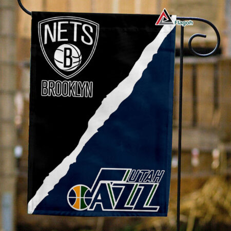 Nets vs Jazz House Divided Flag, NBA House Divided Flag